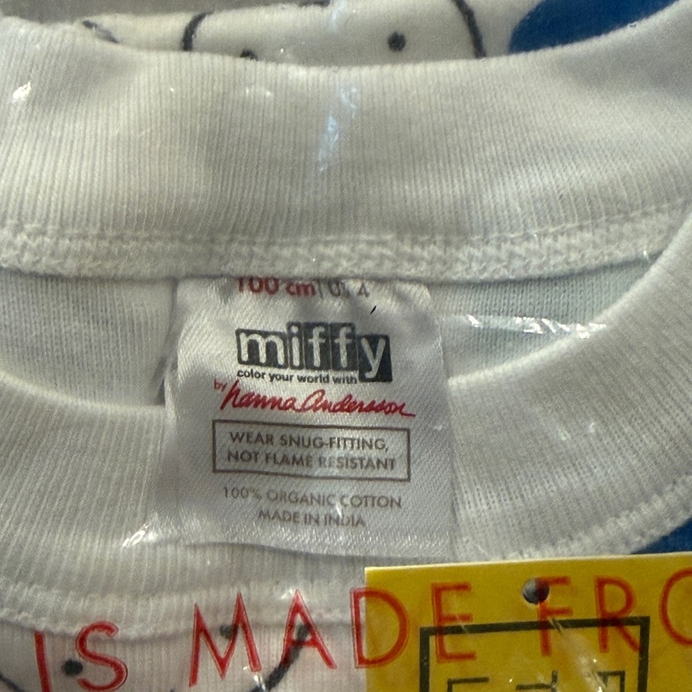 Hanna Andersson Miffy Organic Cotton Pajama Set - White with Red Yellow Blue - Picture 3 of 4